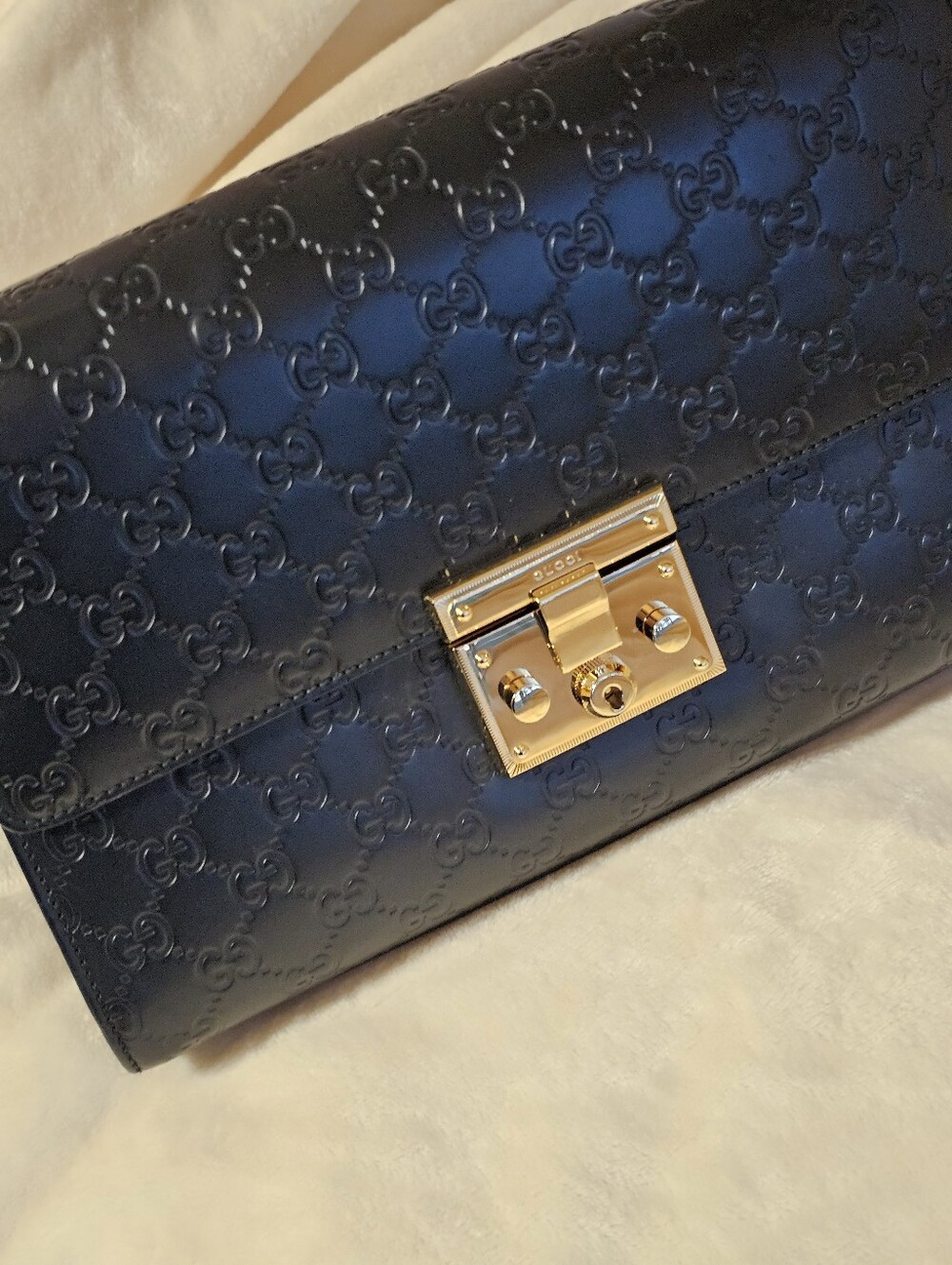 Gucci Padlock Shoulder Bag Guccissima Leather Medium Gold Hardware Clochette Key